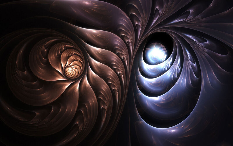 Fractal Spiral Patterns — Black, Dramatic, Digital Art, Spirals