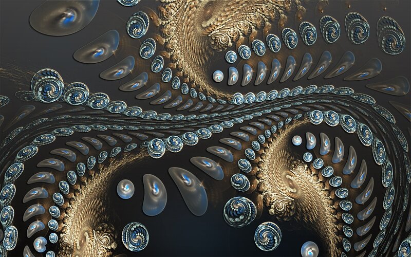 Fractal Spiral Patterns — Black, Hypnotic, Digital Art, Spirals, Circles