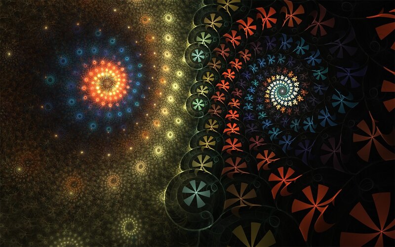 Fractal Spiral Patterns — Black, Hypnotic, Digital Art, Spirals