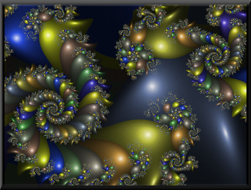 Fractal Spiral Patterns — Blue, Abstract