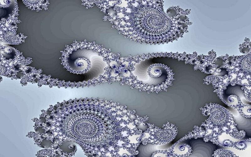 Fractal Spiral Patterns — Blue, Calm