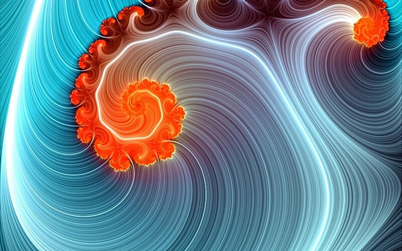 Fractal Spiral Patterns — Blue, Dynamic, Abstract