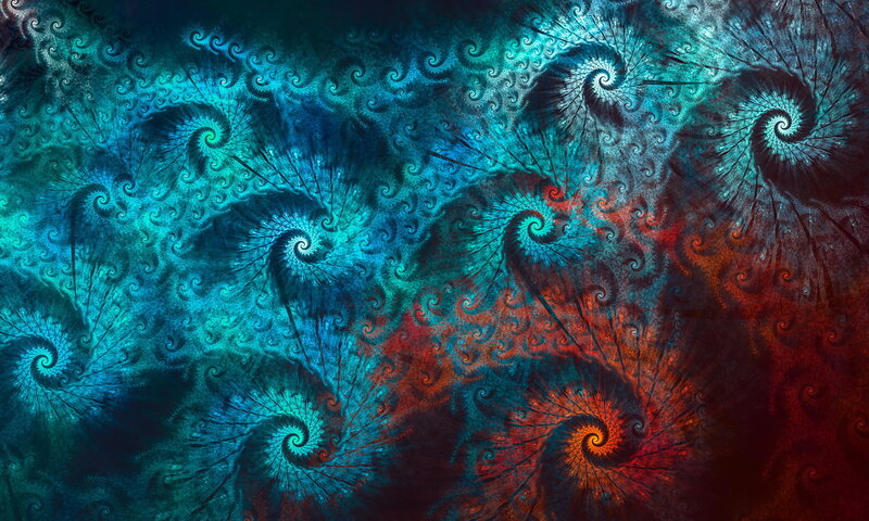 Fractal Spiral Patterns — Blue, Hypnotic, Abstract