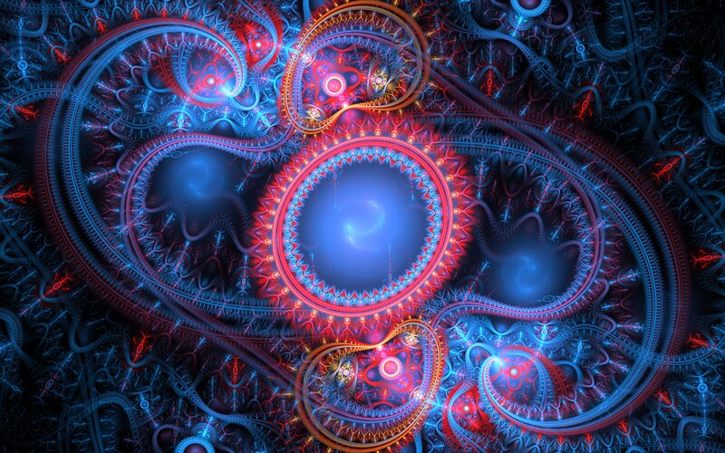 Fractal Spiral Patterns — Blue, Hypnotic, Digital Art, Circles
