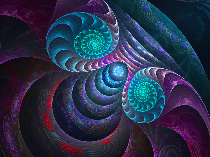 Fractal Spiral Patterns — Blue, Hypnotic, Digital Art, Spirals, Light