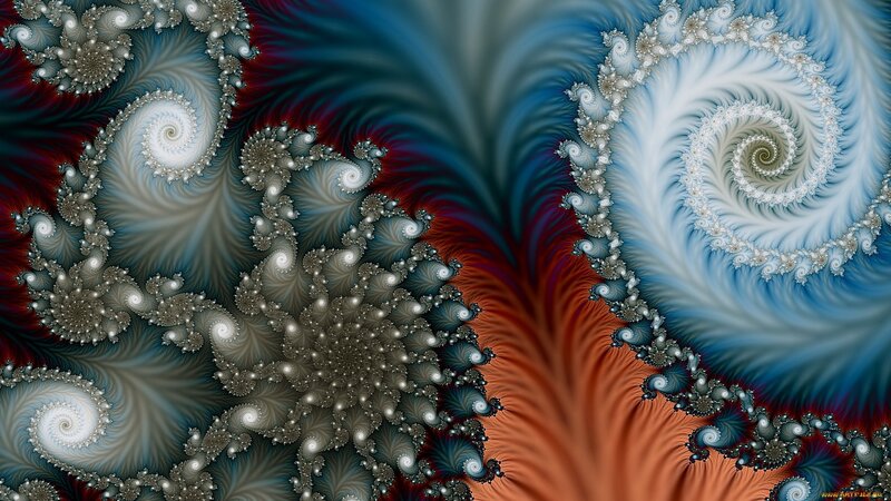 Fractal Spiral Patterns — Blue, Hypnotic, Digital Art
