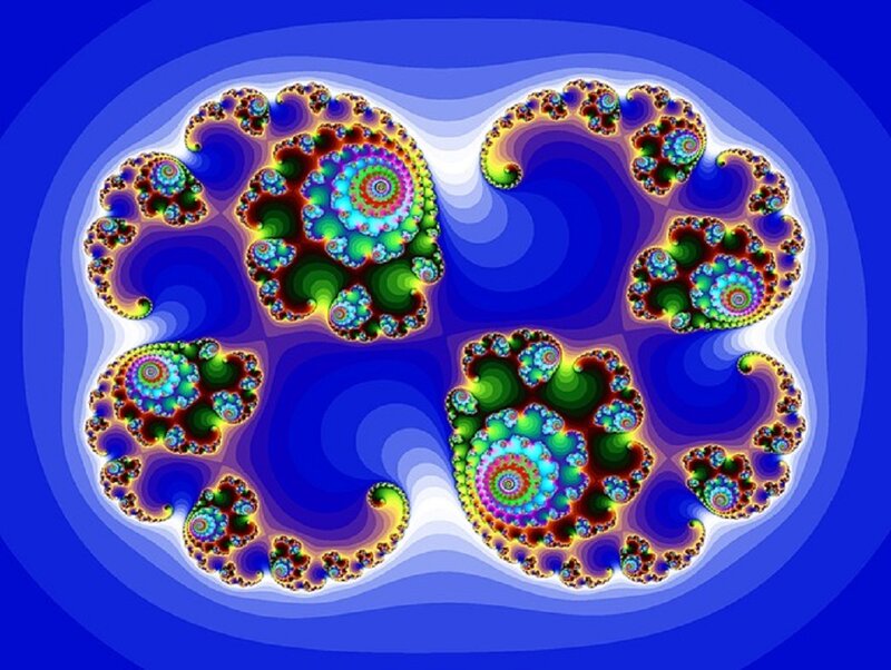 Fractal Spiral Patterns — Blue, Hypnotic