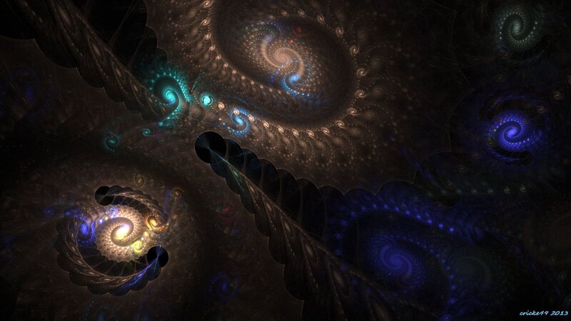 Fractal Spiral Patterns — Blue, Mystical