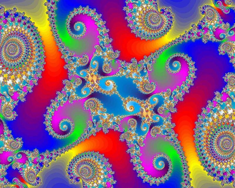 Fractal Spiral Patterns — Blue, Vibrant, Digital Art