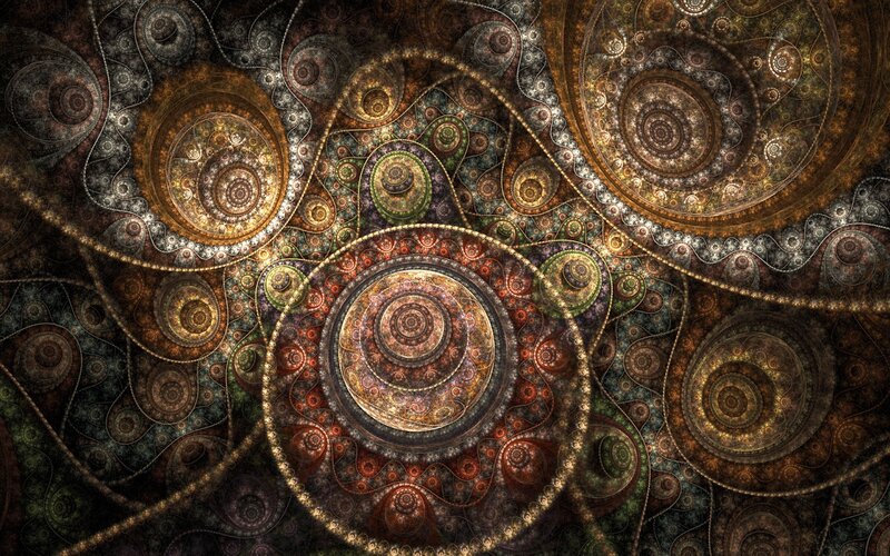 Fractal Spiral Patterns — Brown, Hypnotic, Digital Art, Spirals