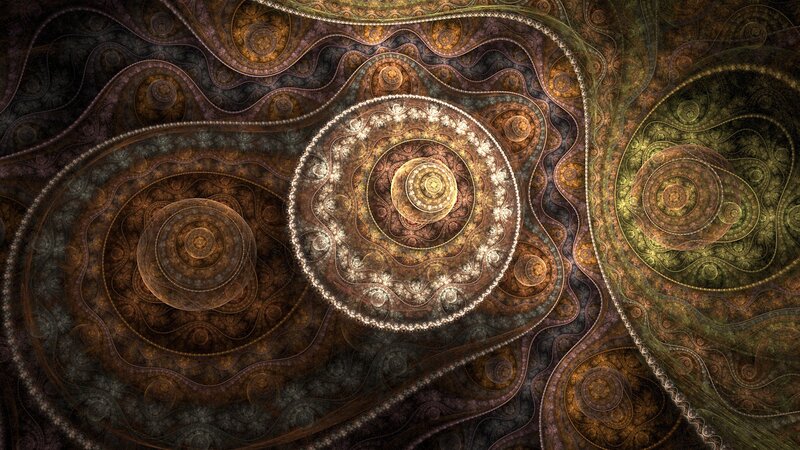 Fractal Spiral Patterns — Brown, Hypnotic, Digital Art