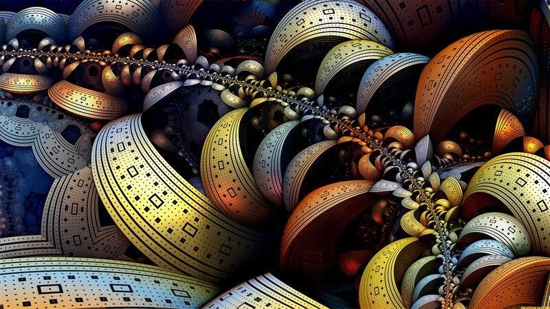 Fractal Spiral Patterns — Gold, Complex