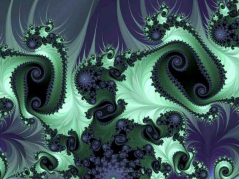 Fractal Spiral Patterns — Green, Hypnotic, Digital Art, Spirals, Purple