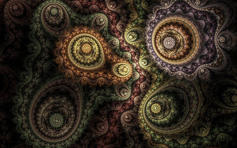 Fractal Spiral Patterns — Green, Hypnotic, Digital Art, Spirals