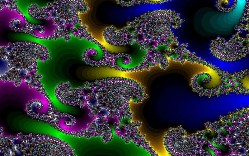 Fractal Spiral Patterns — Green, Hypnotic, Digital Art