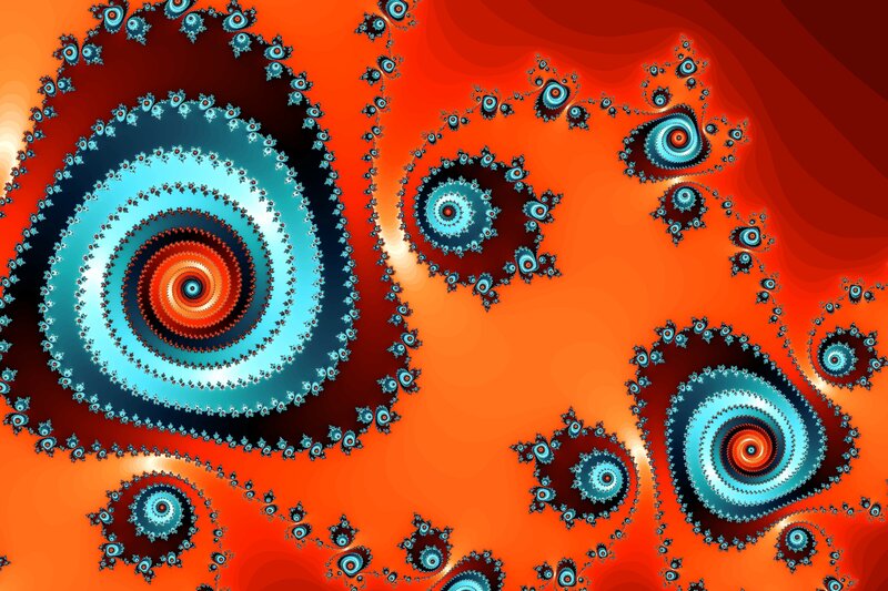 Fractal Spiral Patterns — Orange, Hypnotic