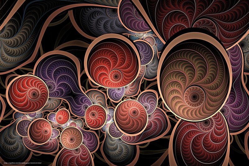 Fractal Spiral Patterns — Red, Hypnotic, Digital Art