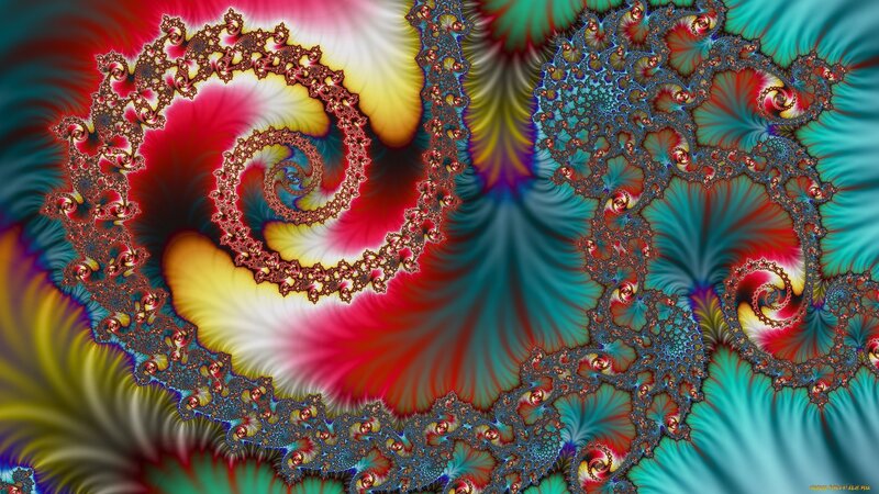 Fractal Spiral Patterns — Red, Vibrant