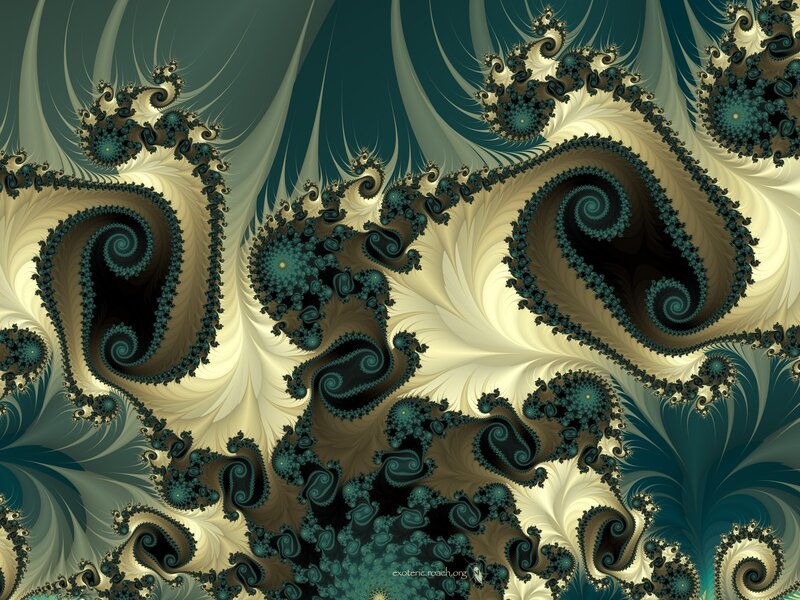 Fractal Spiral Patterns — Teal, Complex