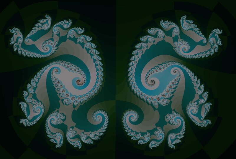 Fractal Spiral Patterns — Teal, Hypnotic, Digital Art, Spirals