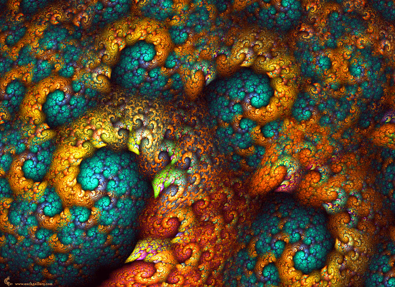 Fractal Spiral Patterns — Teal, Hypnotic, Digital Art, Spirals, Turbulent Forms