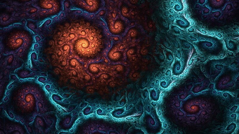 Fractal Spiral Patterns — Teal, Mysterious