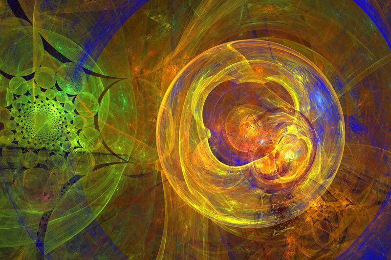 Fractal Spiral Patterns — Yellow, Hypnotic