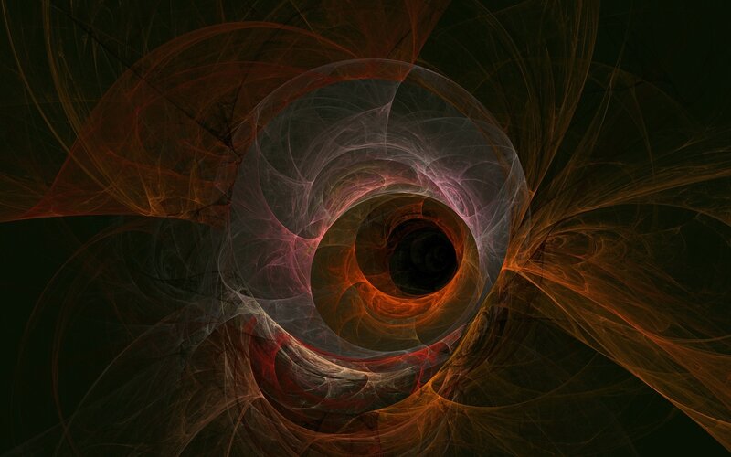 Fractal Spiral Tunnel — Black, Dramatic, Abstract