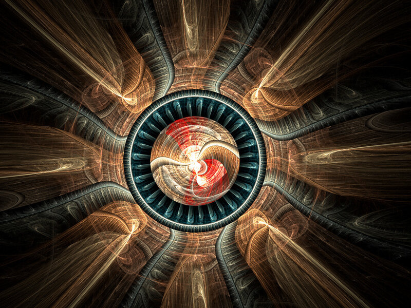 Fractal Spiral Tunnel — Black, Dramatic, Digital Art