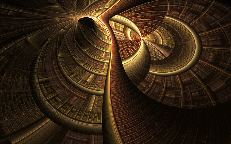 Fractal Spiral Tunnel — Brown, Dramatic