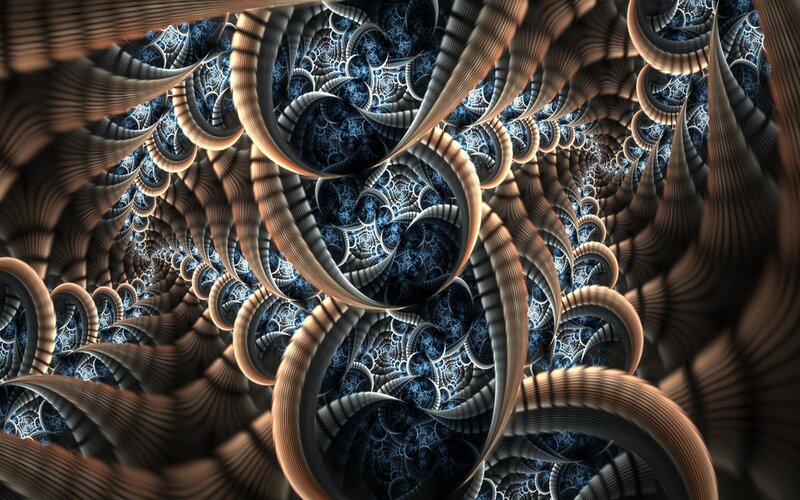 Fractal Spiral Tunnel — Brown, Hypnotic, Digital Art, Spirals