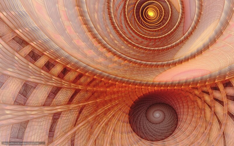 Fractal Spiral Tunnel — Brown, Hypnotic, Digital Art