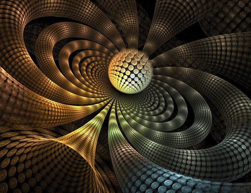 Fractal Spiral Tunnel — Gold