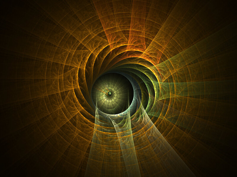 Fractal Spiral Tunnel — Orange, Mysterious