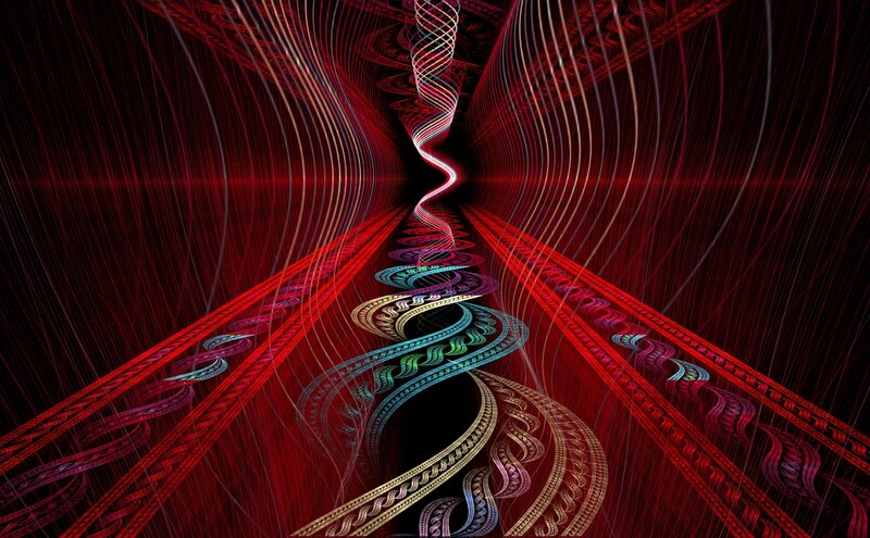 Fractal Spiral Tunnel — Red, Dramatic, Digital Art