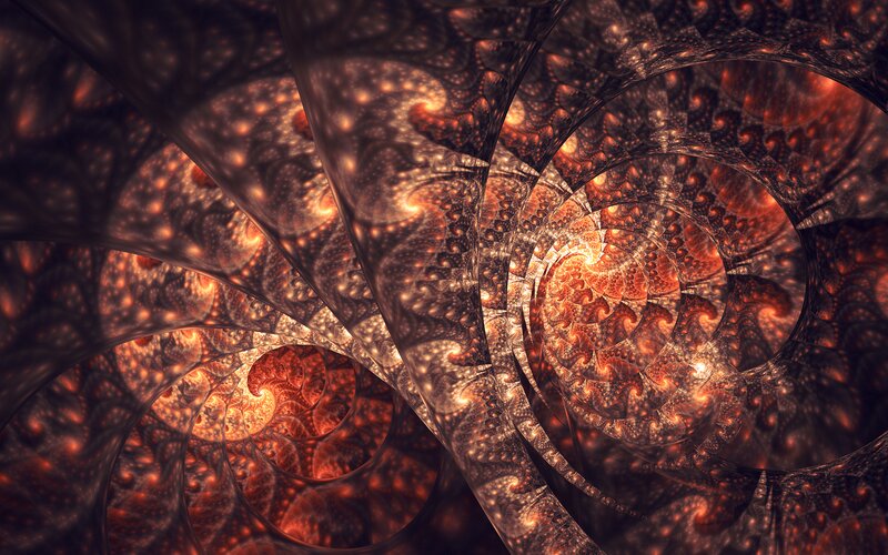 Fractal Spiral Tunnel — Red, Mysterious