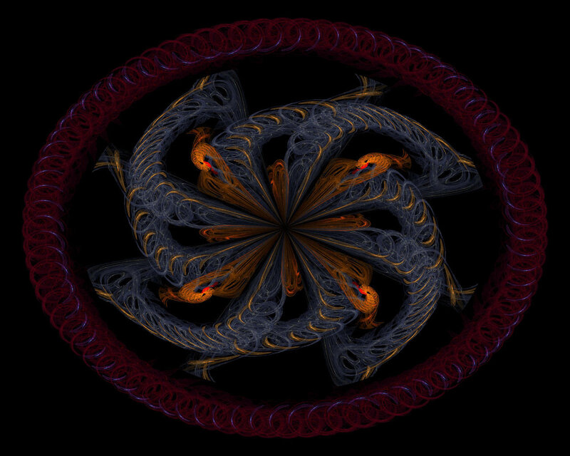 fractal spiral with birds