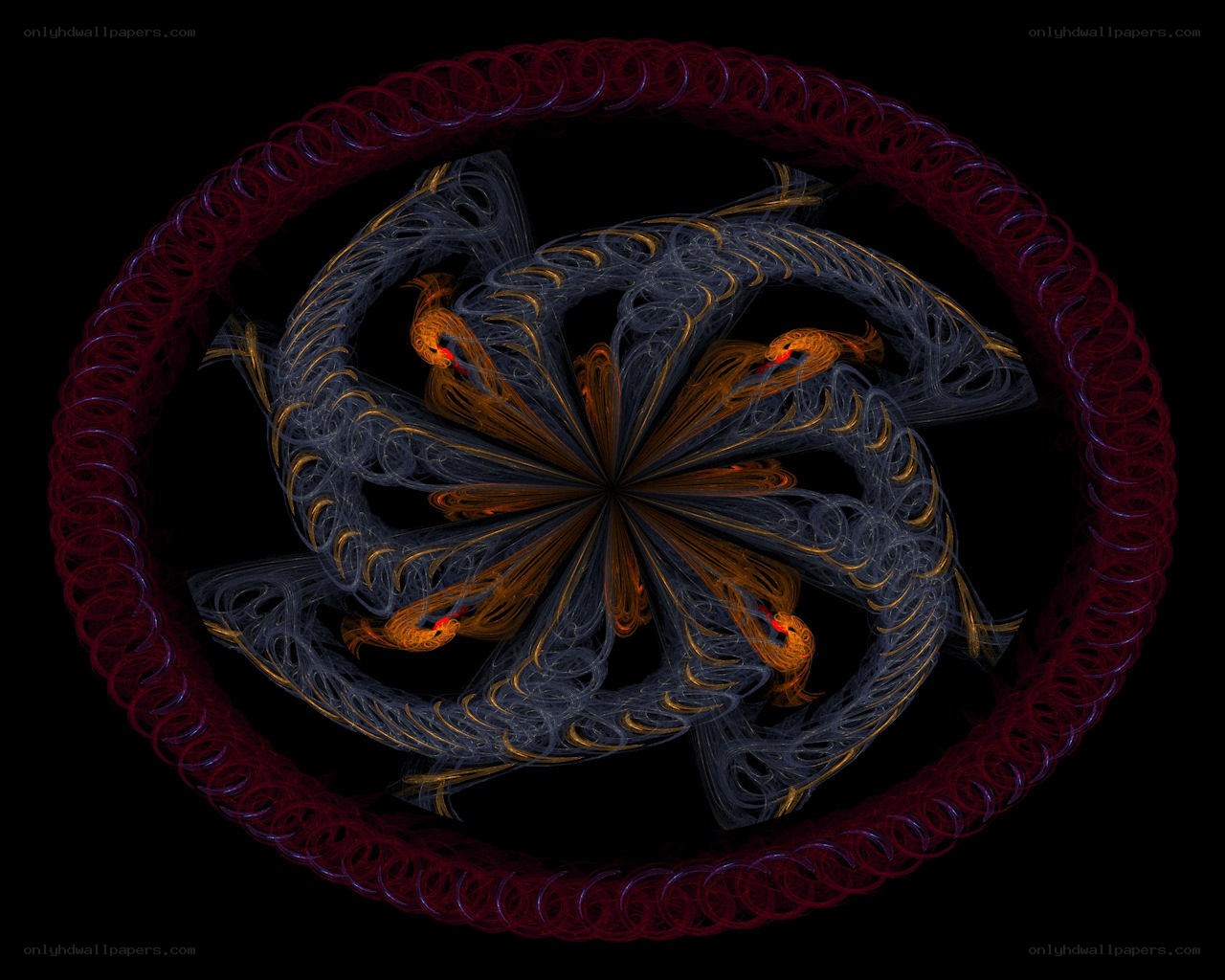 fractal spiral with birds