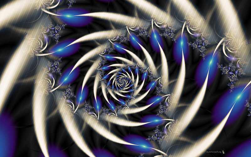 fractal spiral with blue and white light
