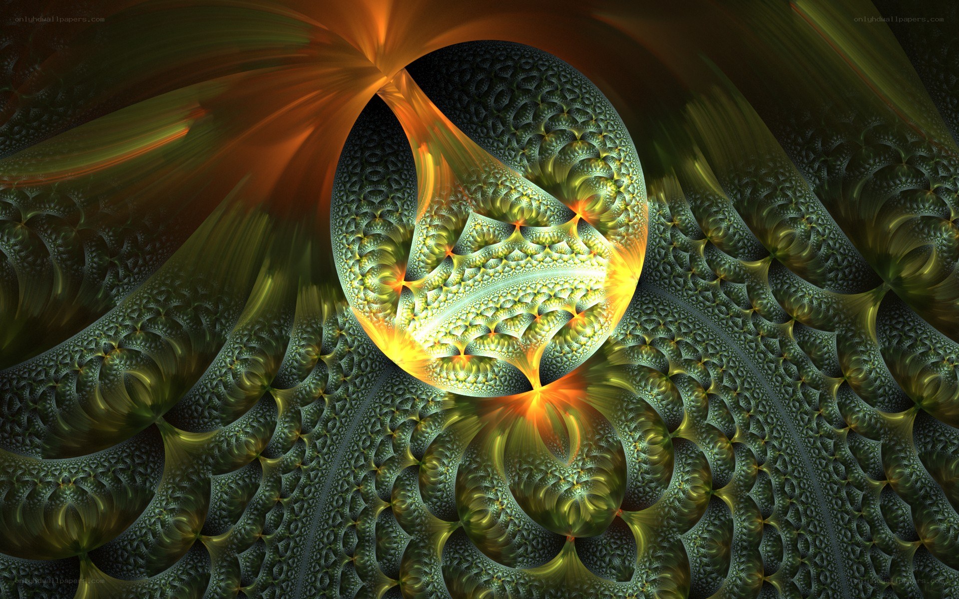 Fractal spiral with glowing center