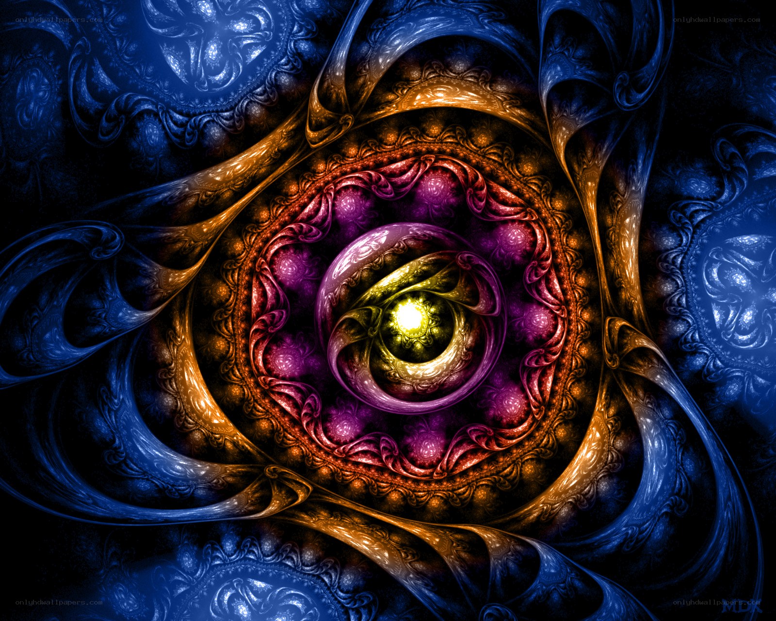 fractal spiral with glowing center
