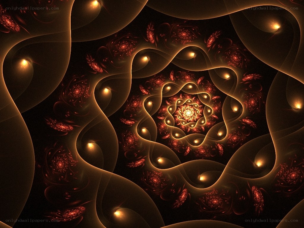 fractal spiral with glowing lights