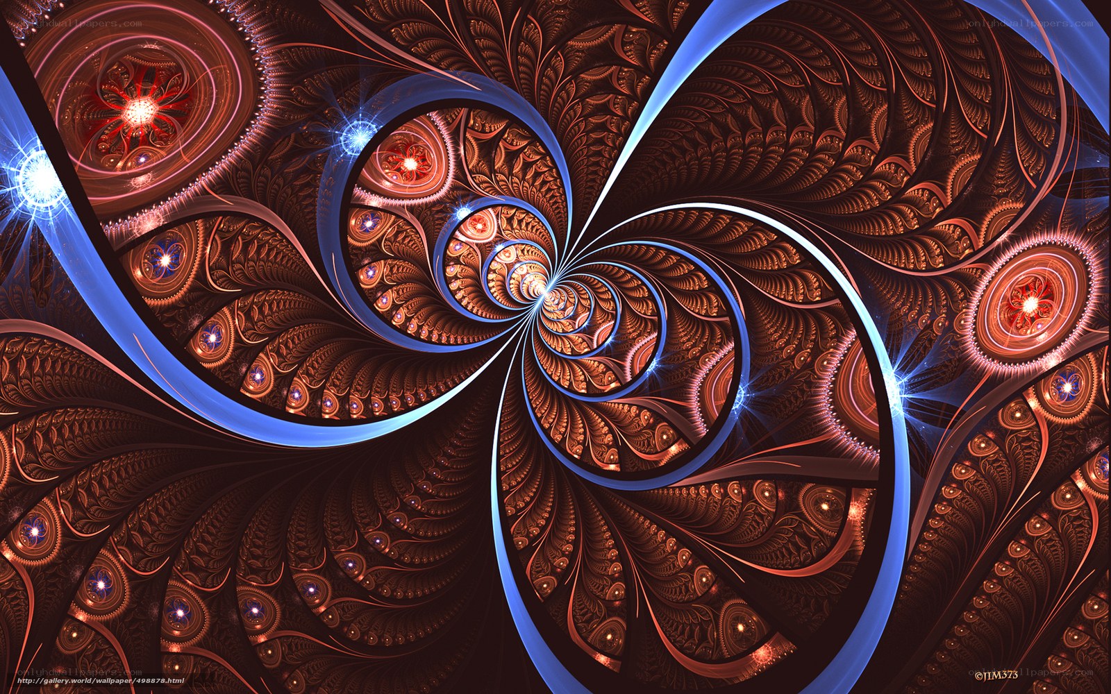 Fractal spiral with glowing lights