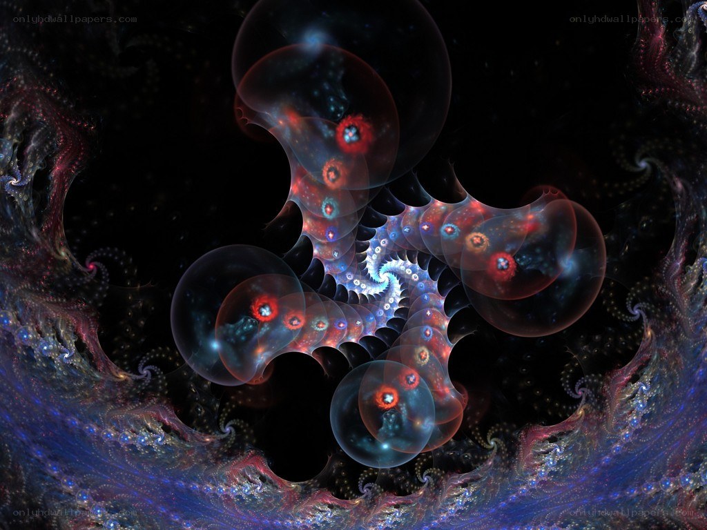 fractal spiral with glowing orbs