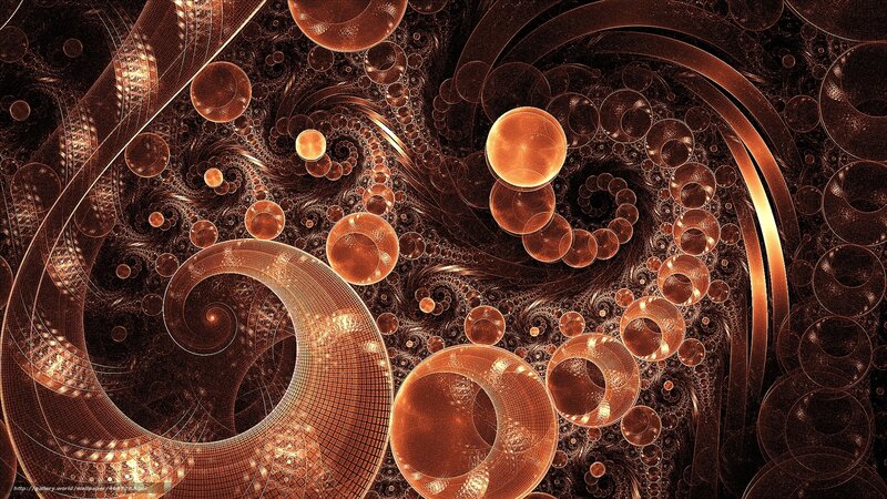 Fractal spiral with golden orbs