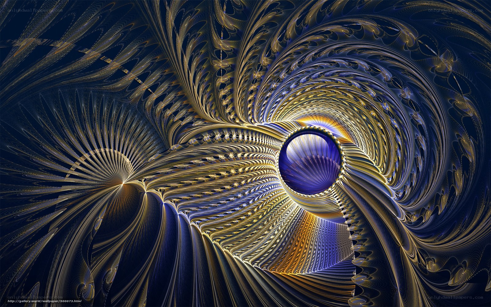 Fractal spiral with golden patterns