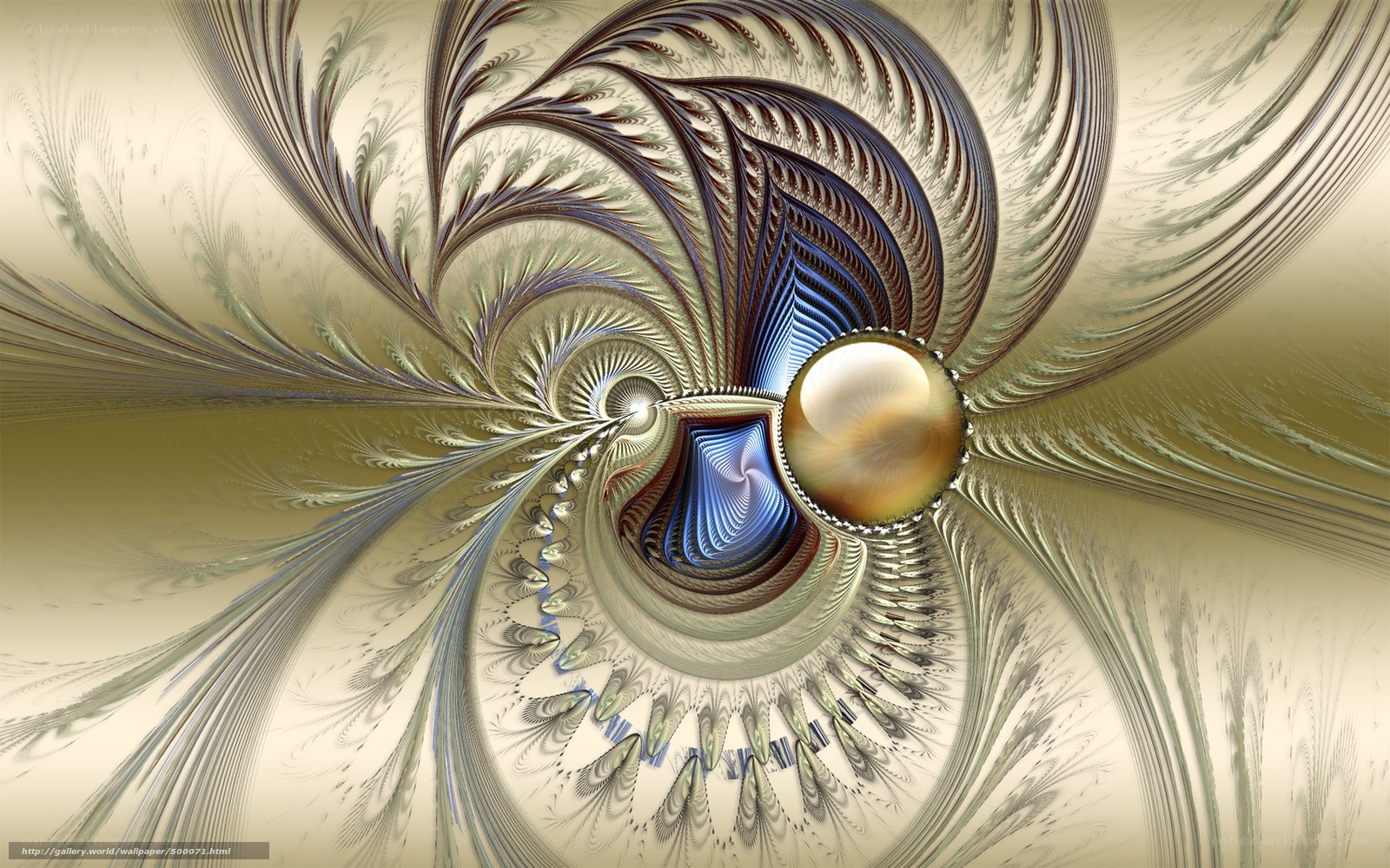 Fractal spiral with golden sphere