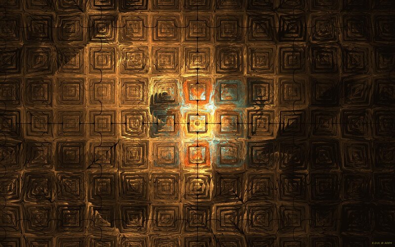 Fractal Square Pattern — Brown