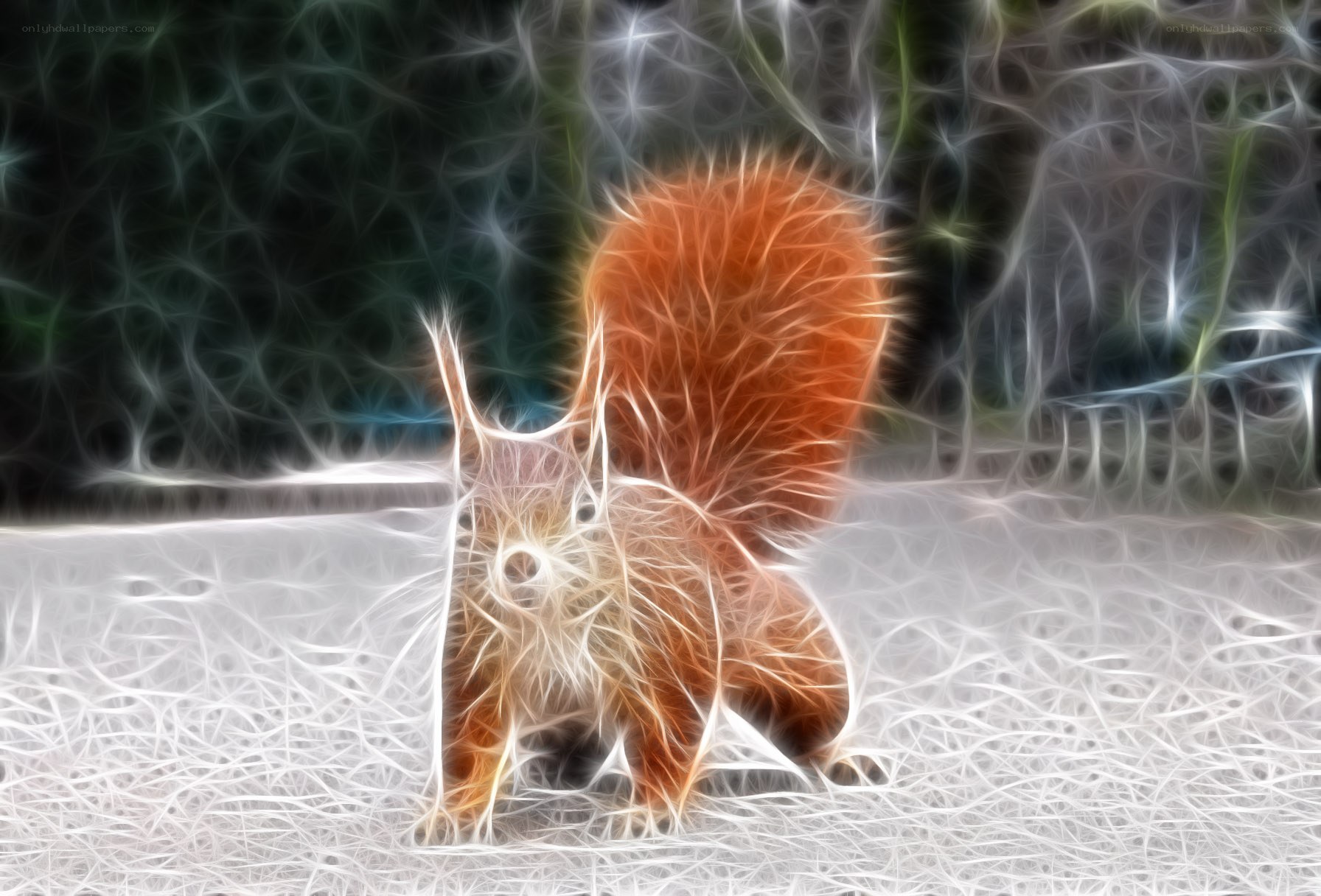 Fractal squirrel in forest
