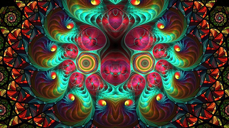 Fractal Stained Glass Pattern — Green